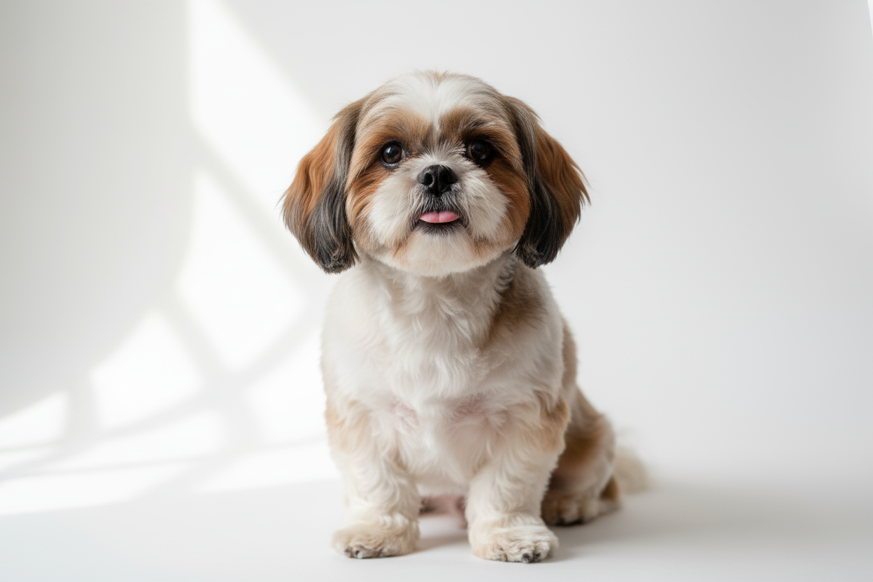 A small dog stepping easily through a Hale clear flexible flap